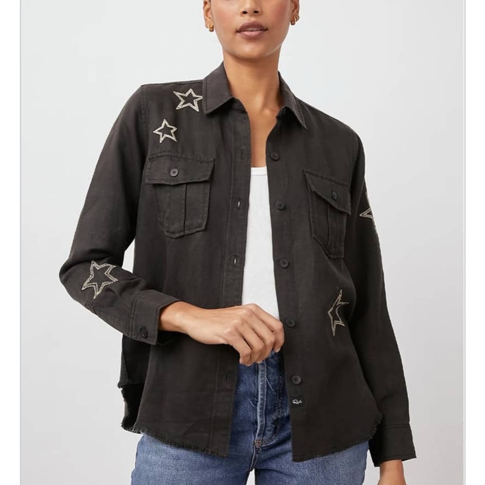 RAILS LOREN SHIRT BLACK METALLIC STARS xs